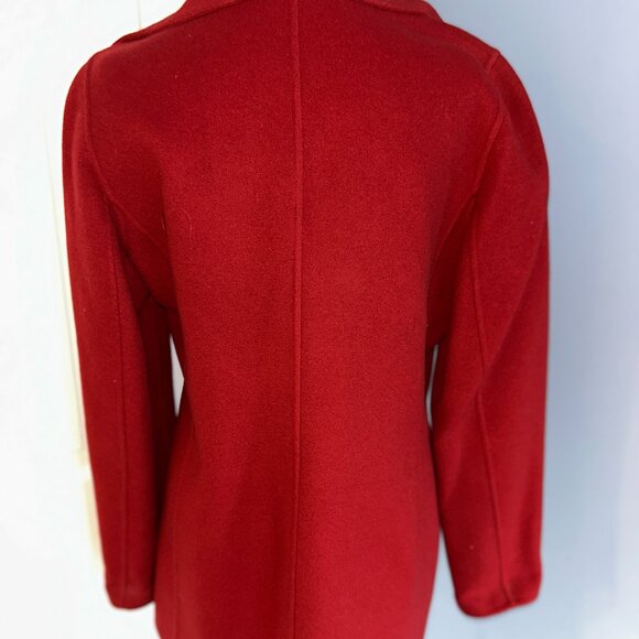 Linda Allard Ellen Tracy Red Wool Jacket, Open Front, Lightweight, Size 10 - Picture 4 of 7